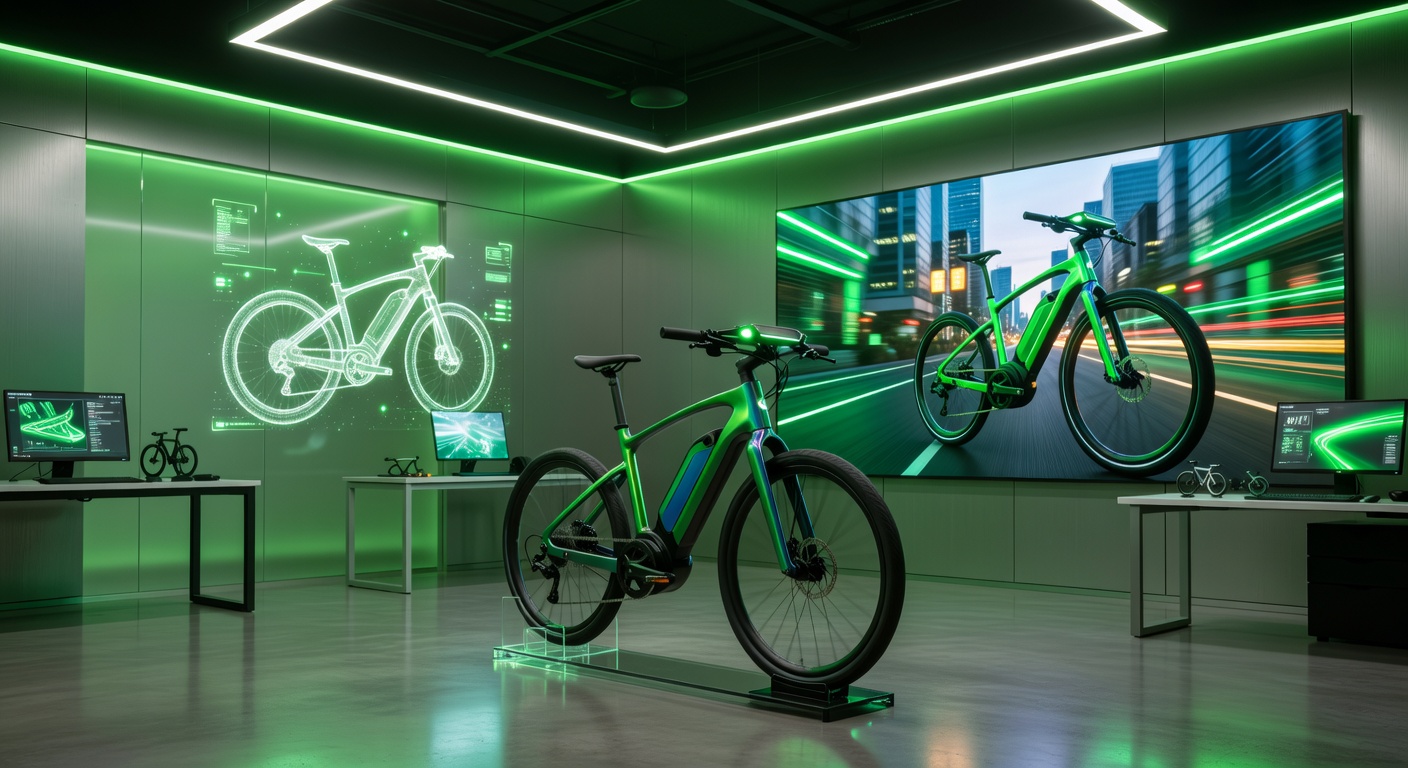electric bike design studio futuristic neon green
